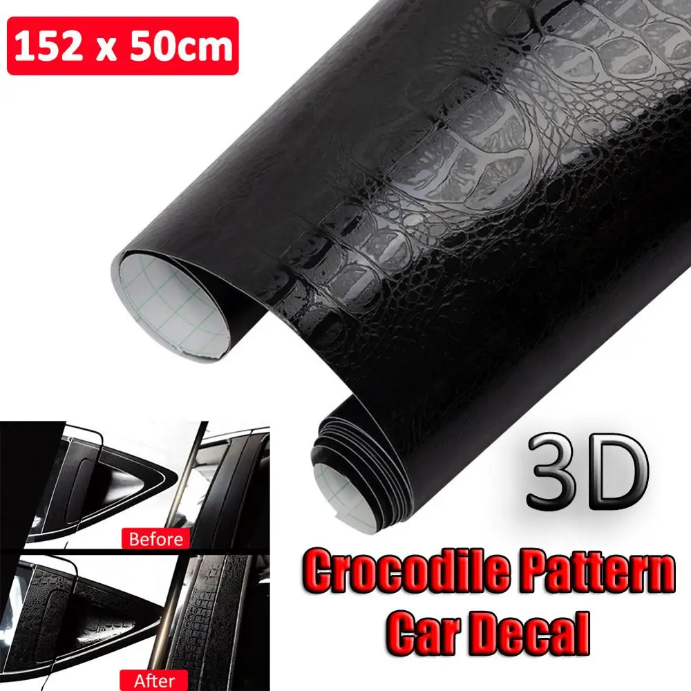 Car Interior Sticker 3D Leather Self Adhesive Crocodile Pattern Leather Vinyl Film Waterproof PVC Car Interior Sticker Film