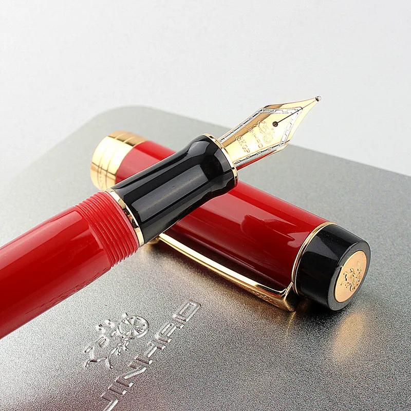 Jinhao Centennial 100 Fountain Pen 18KGP Golden Plated M Nib 0.7mm Acrylic Ink Pen With Ball Clip