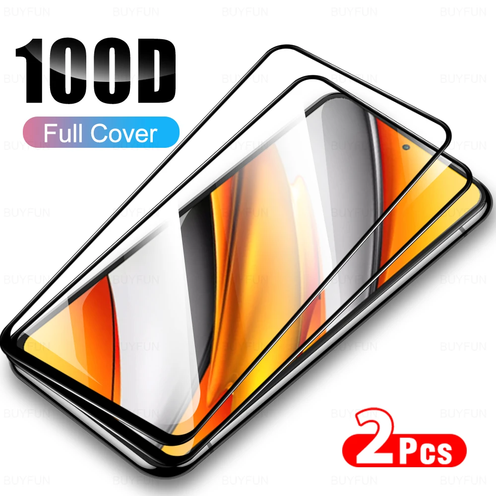 2Pcs Screen Protector Glass For Xiaomi Mi Poco F3 F2 X2 M3 M4 X3 F3 Pocophone F1 Pro NFC GT 5G M4Pro 5G Protective Film Cover HD