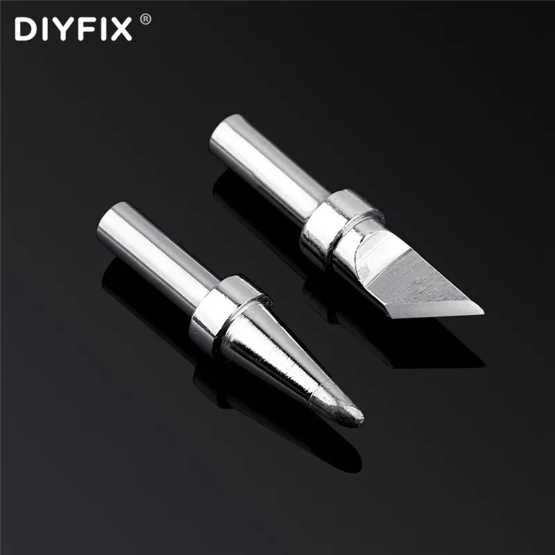 Diyfix 2Pcs Soldeerbout Tip Niet-magnetische Voor Soldeer Station Gereedschap Cutter Hoofd Precisie Loodvrij Solderen ijzer Tips