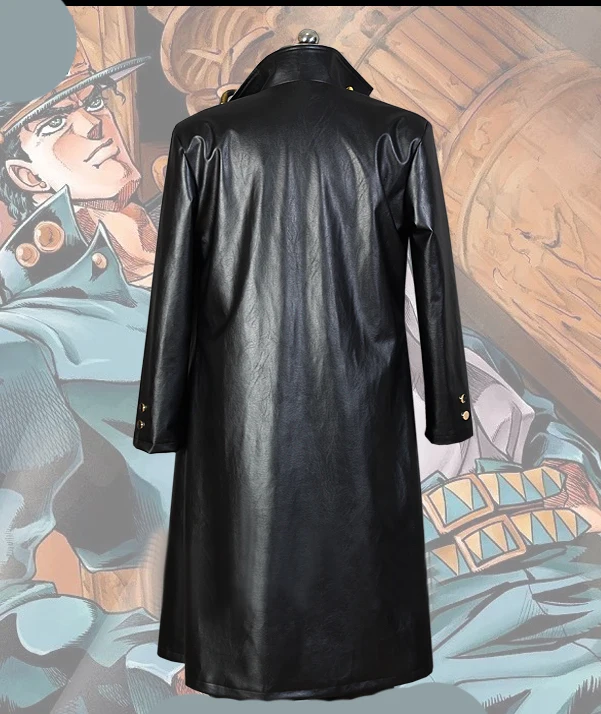 Kujo Jotaro Cosplay Leather Cosplay Costume coat and hat for Halloween Party costume 110