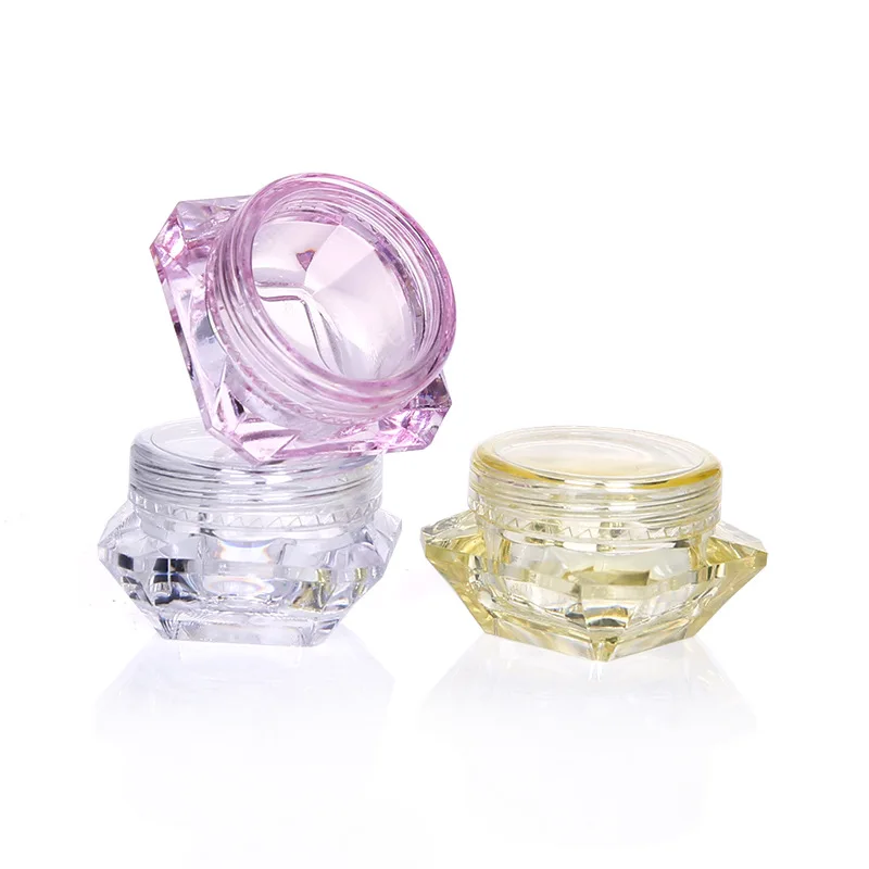 100pcs 3g 5g Diamond Shape Cosmetic Container Makeup Cream Nail Art Lip Balm Refillable Bottle Portable Plastic Jar Vials