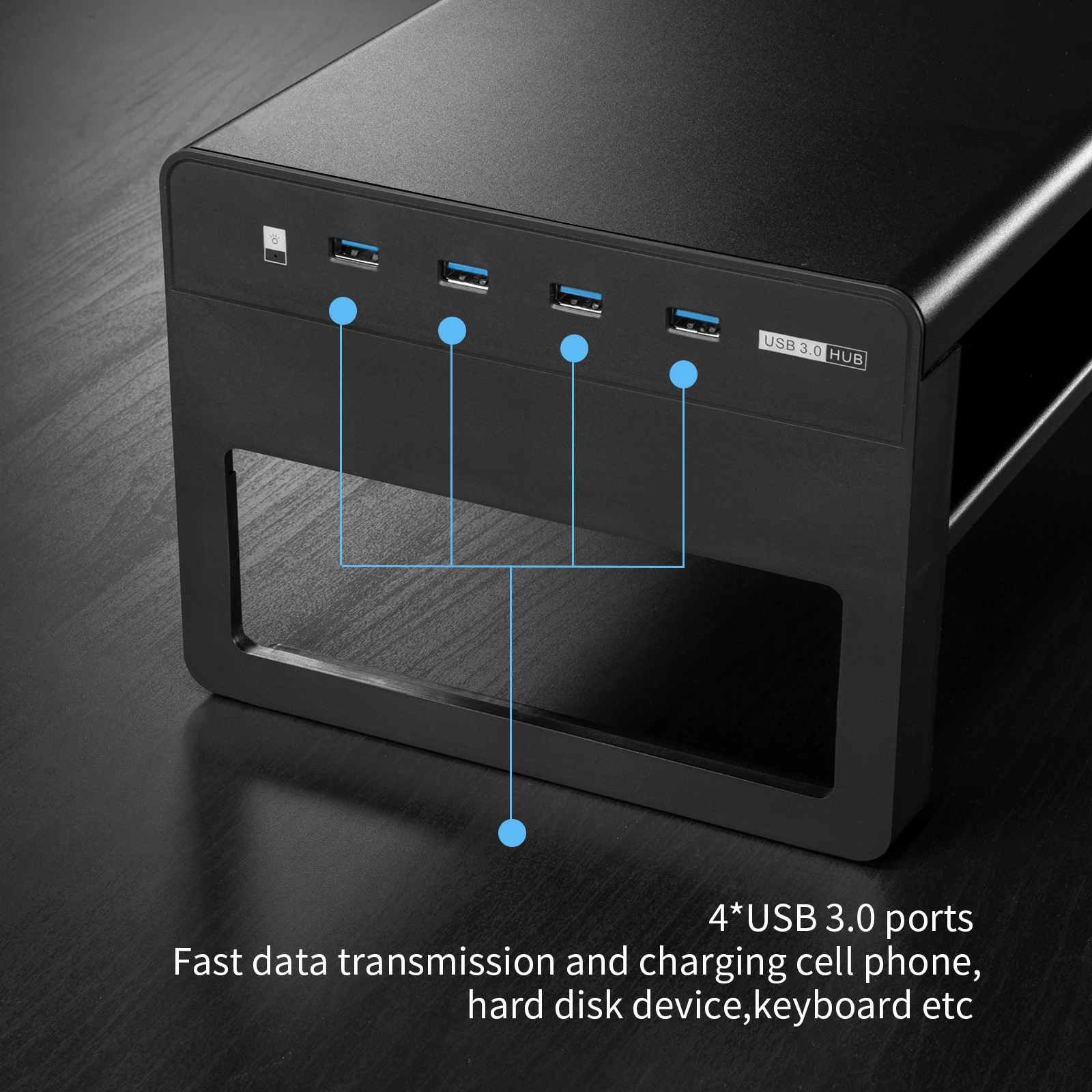 Supporto per Monitor a 2 livelli in alluminio con supporto per Monitor hub USB 3.0, supporto per Computer in metallo supporta fino a 27 pollici per PC, Laptop