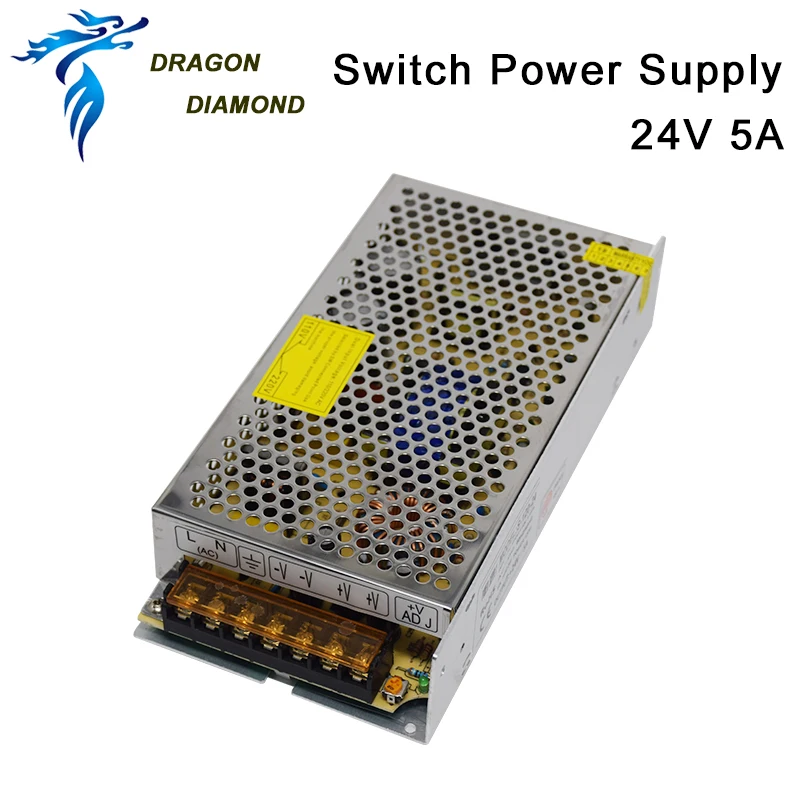 Fuente de alimentación con interruptor láser Co2, 24V CC, 5A, para controlador de Rudia Trocen, grabador y máquina de corte