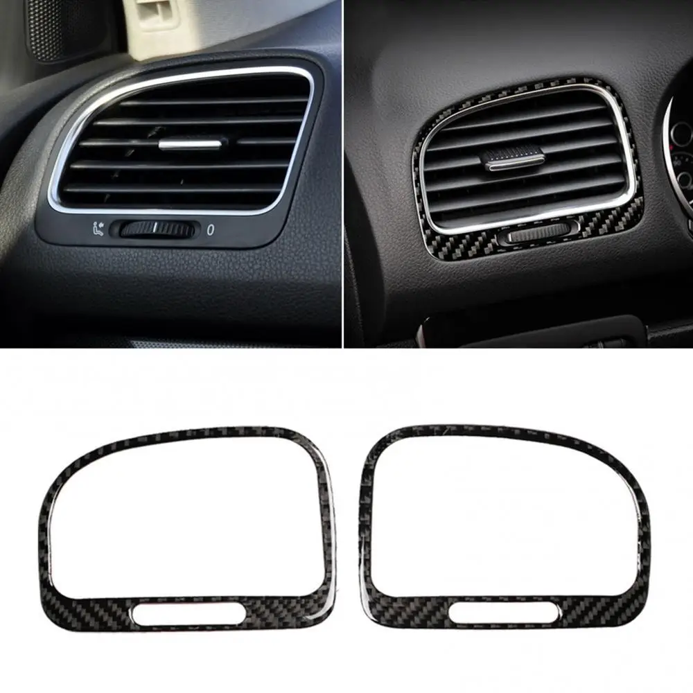 2Pcs Carbon Fiber Car Air Vent Outlet Trim Stickers for VWs Golf 6 R MK6 08-12