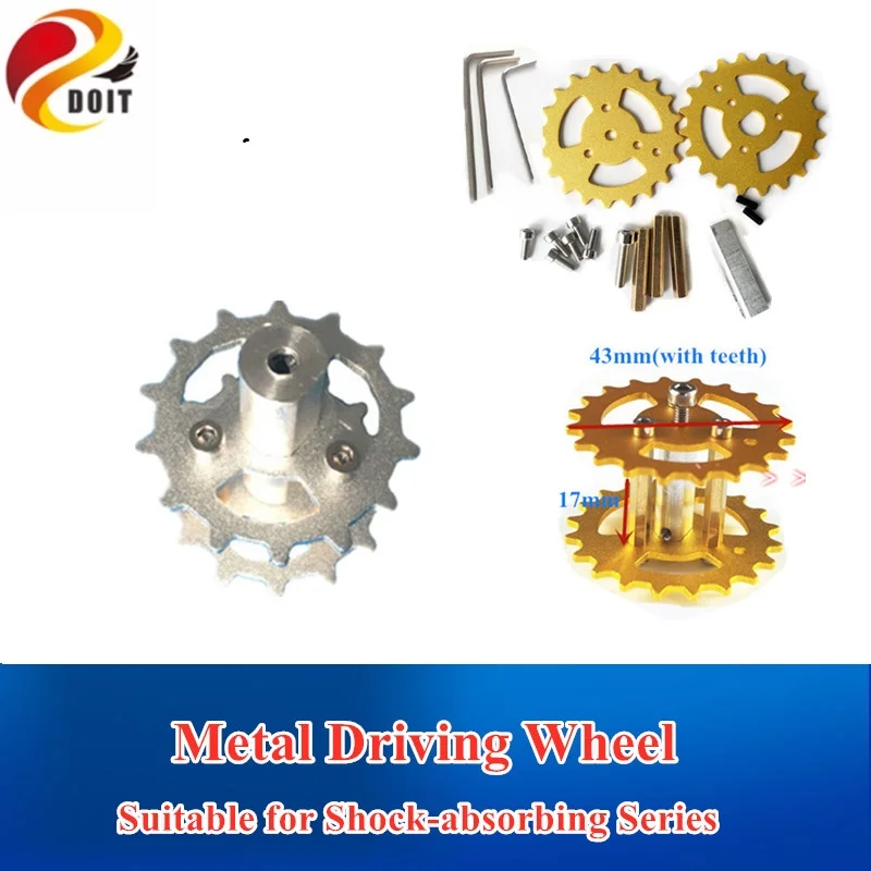 DOIT New Design TWS-03 Aluminum Alloy Metal Damping Driving Wheel for Toy Tank Track Caterpillar Car Chassis