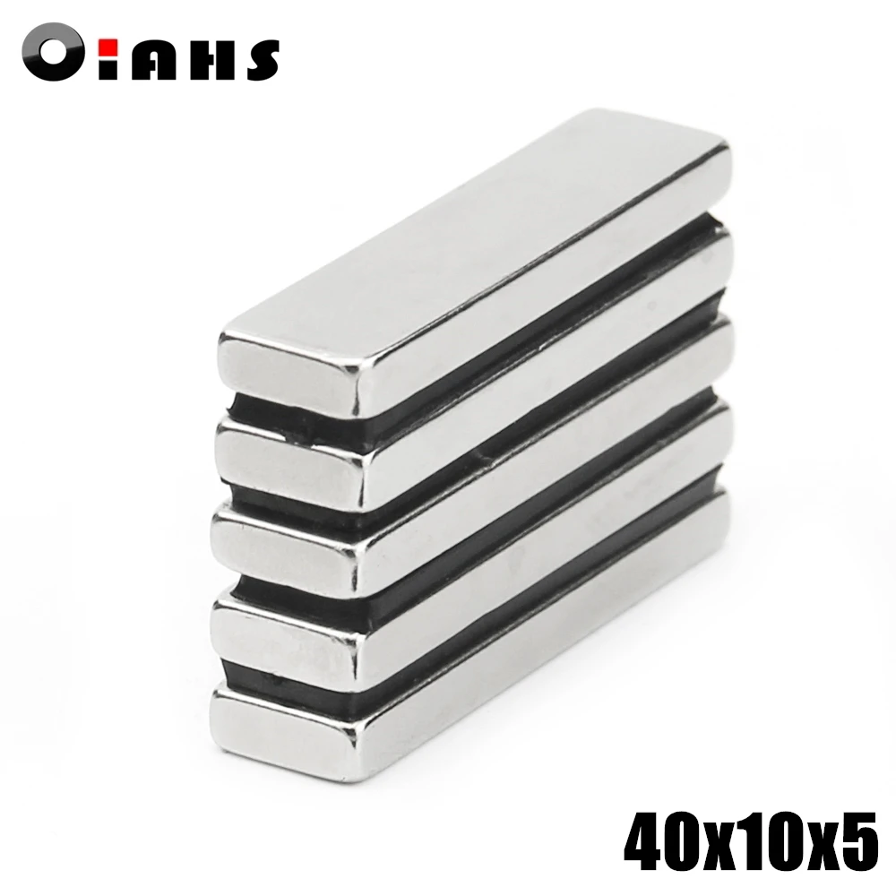 1/2pcs 40x10x5mm Super Powerful Strong Rare Earth Block NdFeB Magnet Neodymium N35 Magnets 40*10*5mm