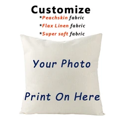 RULDGEE 45x45 Kpop Picture Custom Cushion Cover Flax Linen Pillow Case Pet Photo Design Soft Velvet Pillowslip Gift Pillow Cover