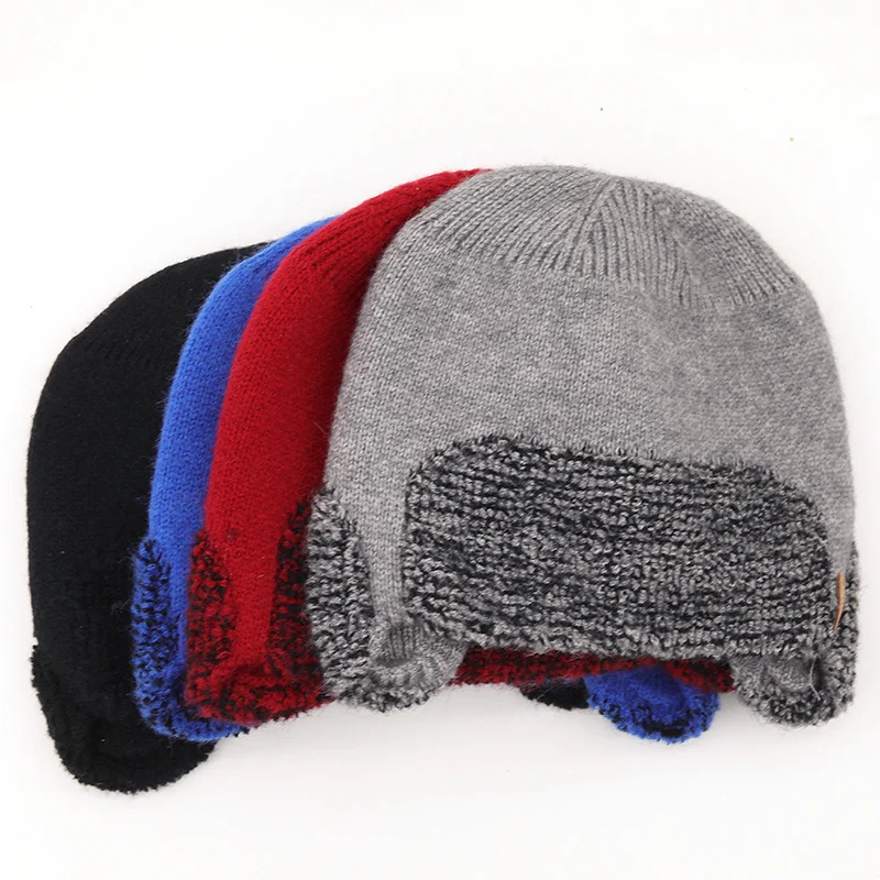 Skullies Beanies Men Winter Hat Women Knitted Hats For Men Cap Winter Beanie Hat Gorro Thick Warm Brimless Fur Bonnet Men\'s Cap