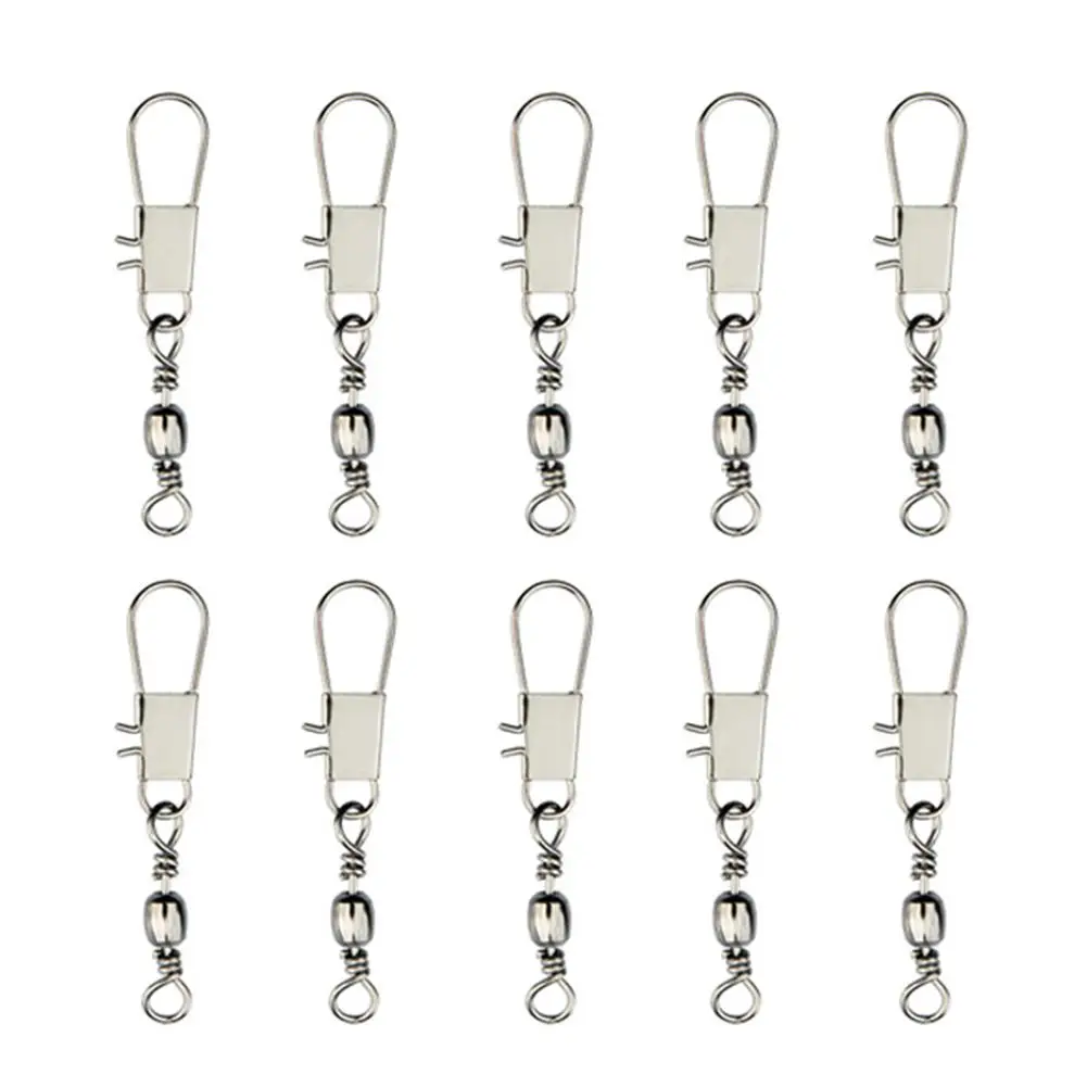 10Pcs Fishing Ball Bearing Rolling Swivel with Interlock Snap Tackle Connectors