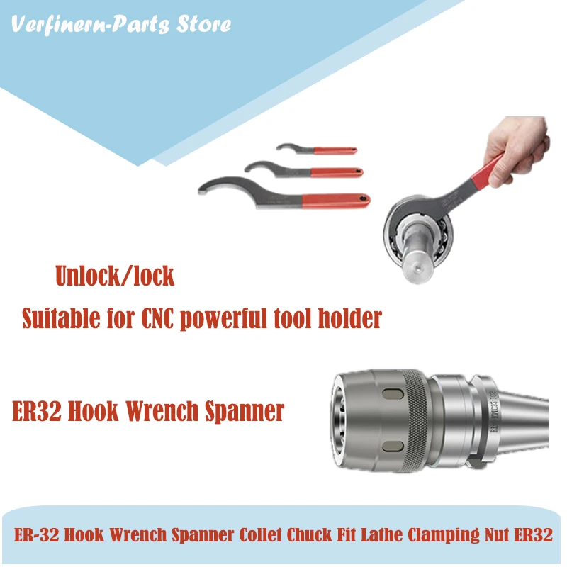 Pouvoir ประแจ ER-32ตะขอ ER32สำหรับหัวจับเครื่องกลึง CNC น็อต Er 32