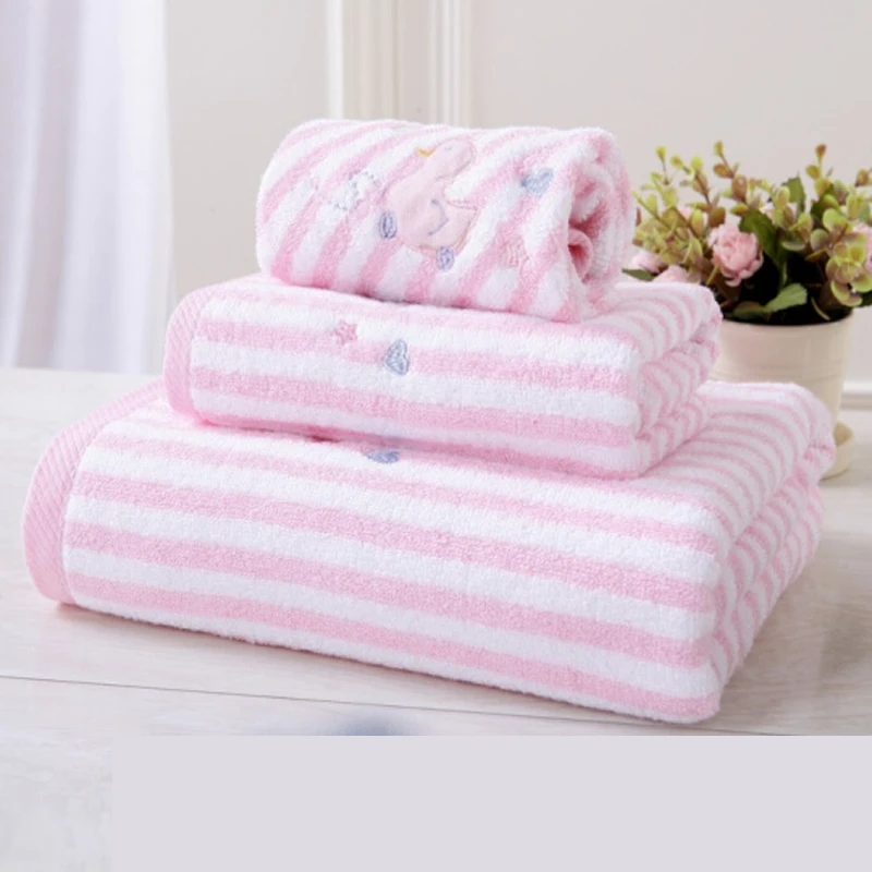 

Beach towel 100% cotton for boy and girl, set of 3 parts, hand and face towel, soft cartoon embroidery, wholesale, mf052