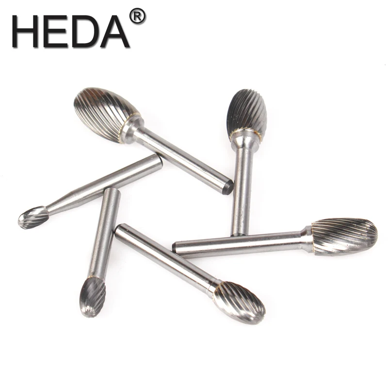 E-series 6Pcs fresa in carburo di tungsteno fresa per File rotante officina utensili a mano Set teste per utensili per incisione per rettifica intaglio del legno in metallo
