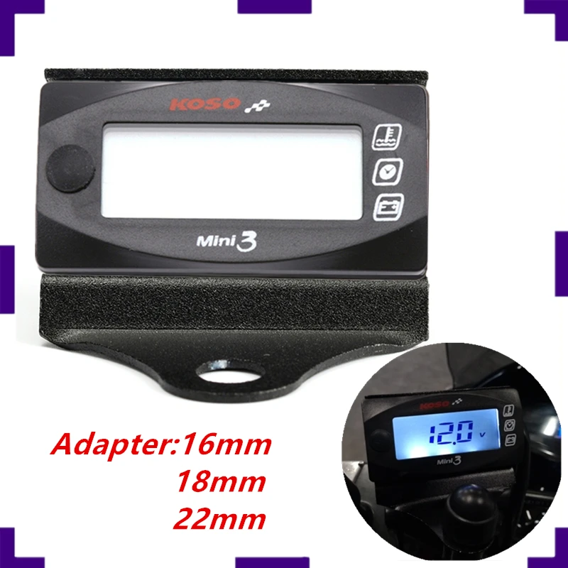 KOSO Mini Style Instruction LED Display Meter KOSO MINI 3 (Water Temp+Volt Meter+Time) for Racing and Scooter Bike