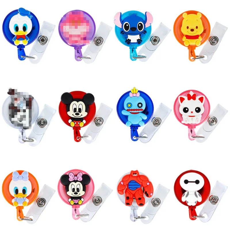 Disney Retractable Badge Holder Cartoon ID Name Card Lanyard Key Chain Nurse Chest Card Holder Creative Mobile Phone Lanyard