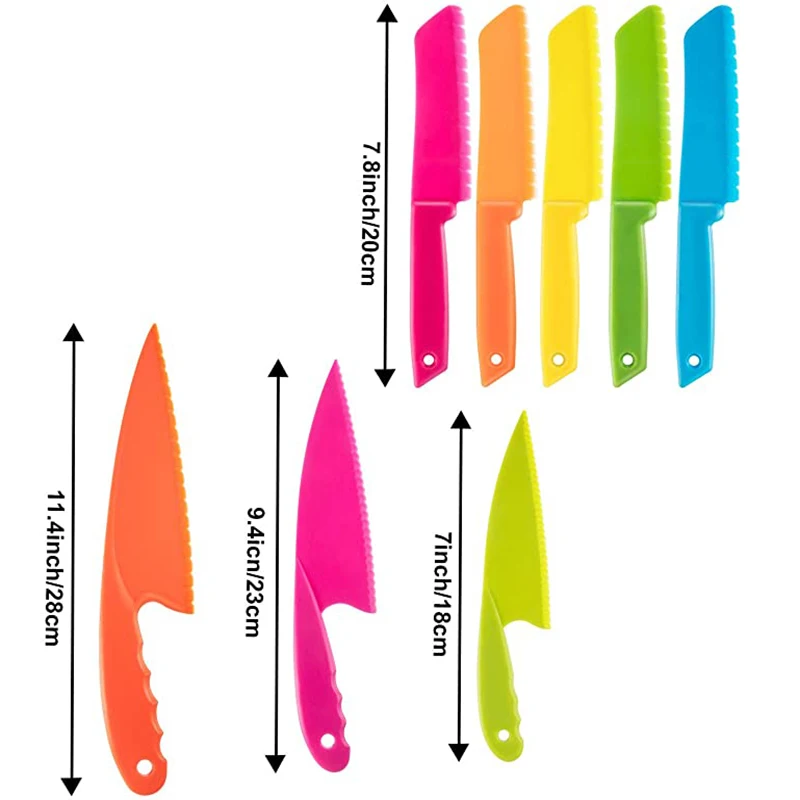 Kitchen Cooking Sawtooth Knife Kids Chef Toddler Cooking Plastic Knives Slicing Paring Fruit Vegetable Cutter Kitchen Knives