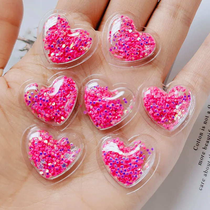 50 pezzi fai da te kawaii retro piatto resina glitter cuore nuovo arrivo cabochon in resina accessori per fermagli per capelli per bambini