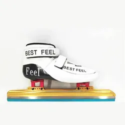 BEST FEEL Track Racing Field Competition Level Ice Skates with 62 Hardness Short Track Ice Blade Knife Black White Size 30 to 45