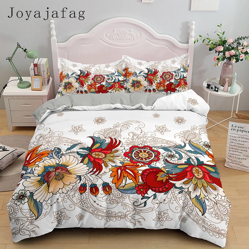 Vintage Flowers Bedding Set Soft Microfiber Duvet Cover For Couple Gift Bed Sets Nordic Quilt Covers With Pillowcase Bedclothes