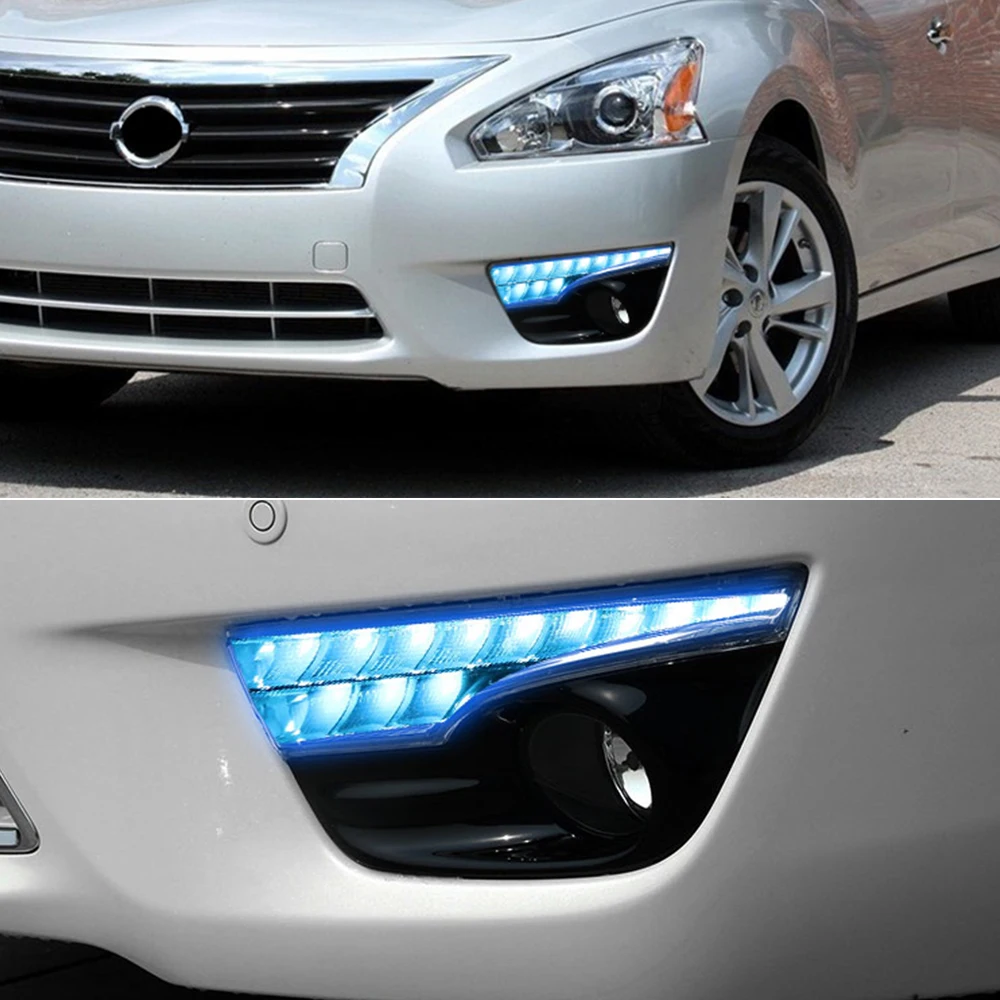 1 زوج سيارة LED DRL النهار تشغيل أضواء لنيسان ألتيما Teana 2013 2014 2015 2016 مصباح قيادة الوفير الضباب غطاء خفيف