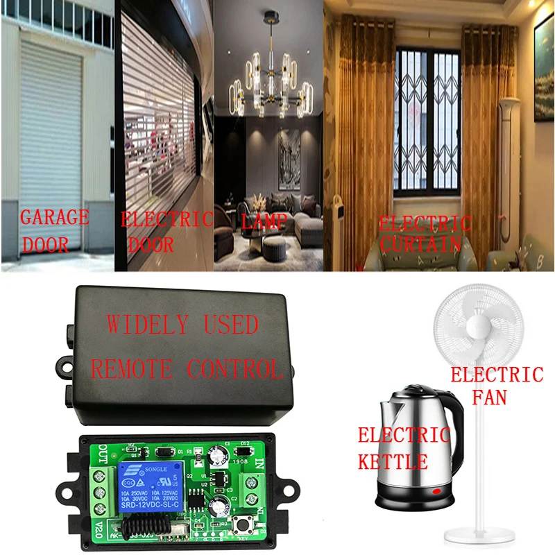 Smart Multiple DC 12V 24V 10A 315/433 MHz 1CH 1 CH 1 Channel Wireless Relay RF Remote Control Switch Receiver+Transmitter