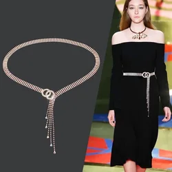 New Water Diamond Belt Women's Belt Set Crystal Diamond Waist Chain Luxury Fashion High-end Women's Dress Wedding Decoration