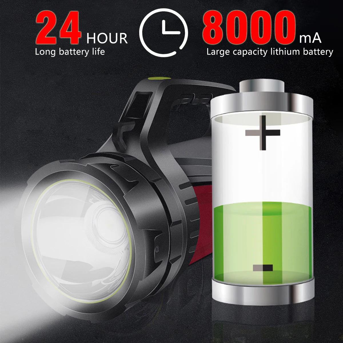 Super Bright Rechargeable Searchlight LED Flashlight Spotlight Ultra-long Standby Torch Camping Lantern for Hurricane Emergency