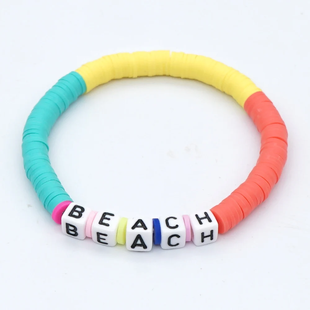 Go2Boho African Bracelets Letter Bracelet For Women  Polymer Clay Beads Heishi Disc Jewelry Summer Beach Fashion Pulseras