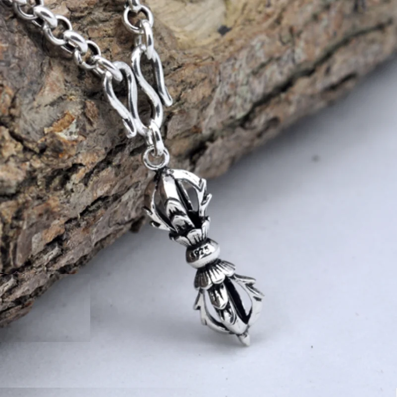 Unibabe Pure Silver 925 Sterling Silver Pendants Vajra Buddhist Instruments Unisex Pendant (HY) image 2