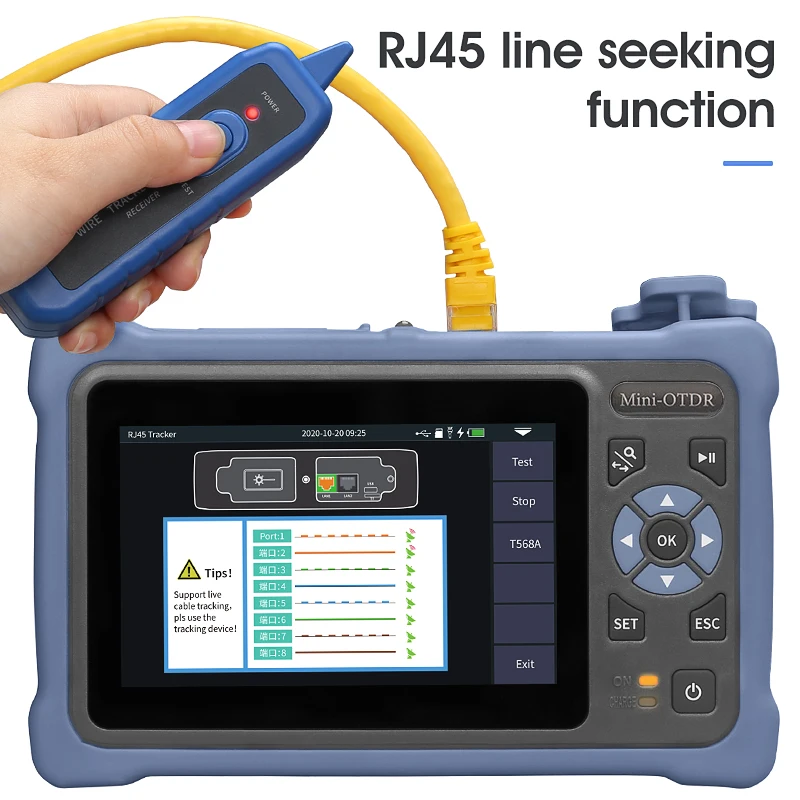 Mini OTDR Fibra Óptica Reflectômetro, Touch Screen, VFL, OLS, OPM, Mapa de Eventos, Cabo Ethernet, 1310, 1550nm, 26, 24dB, Frete Grátis