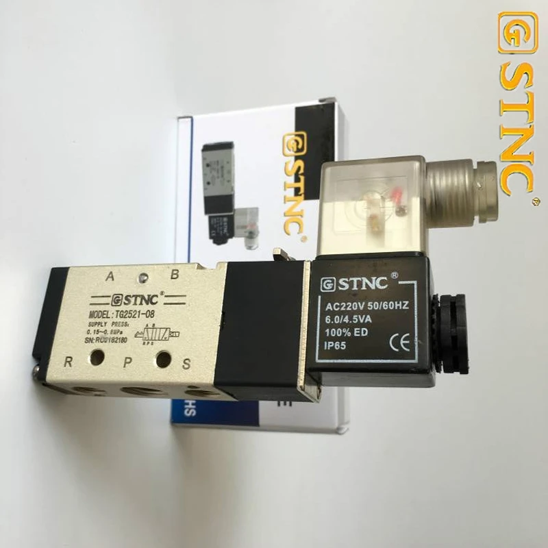 1/4 "2 موقف 5 ميناء STNC الهواء الملف اللولبي صمام TG2521-08 صمام التحكم الهوائي ل DC12v 24 فولت AC110v 220 فولت #4