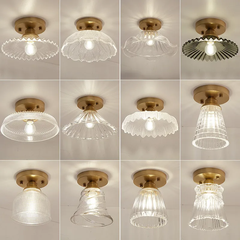 Contracted modern glass Ceiling lamp Nordic retro brass ceiling lighting creative act porch balcony corridor lighting