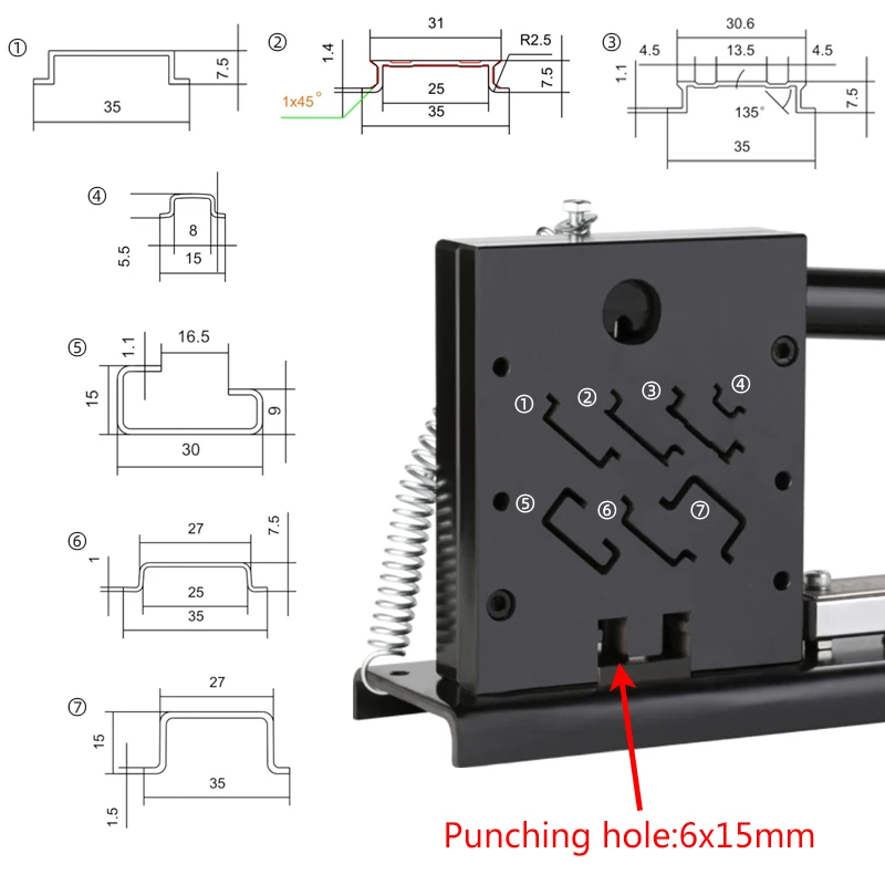 

multifuntional din rail cutter cutting 7 kinds din rails with punching hole function NZY-711