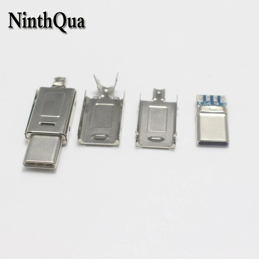 100pcs 4Pin USB Type-C Nicke-plated Male Plug USBC DIY 2A 5A Quick Charging Data Line Parts type C Connector for Phone