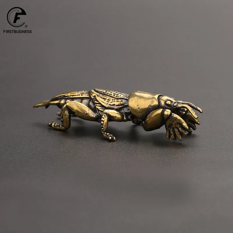 Antique Insect Figurines Miniatures Tea Pet Ornament Pure Copper Field Cricket Statue Desktop Decoration Collection Crafts Decor