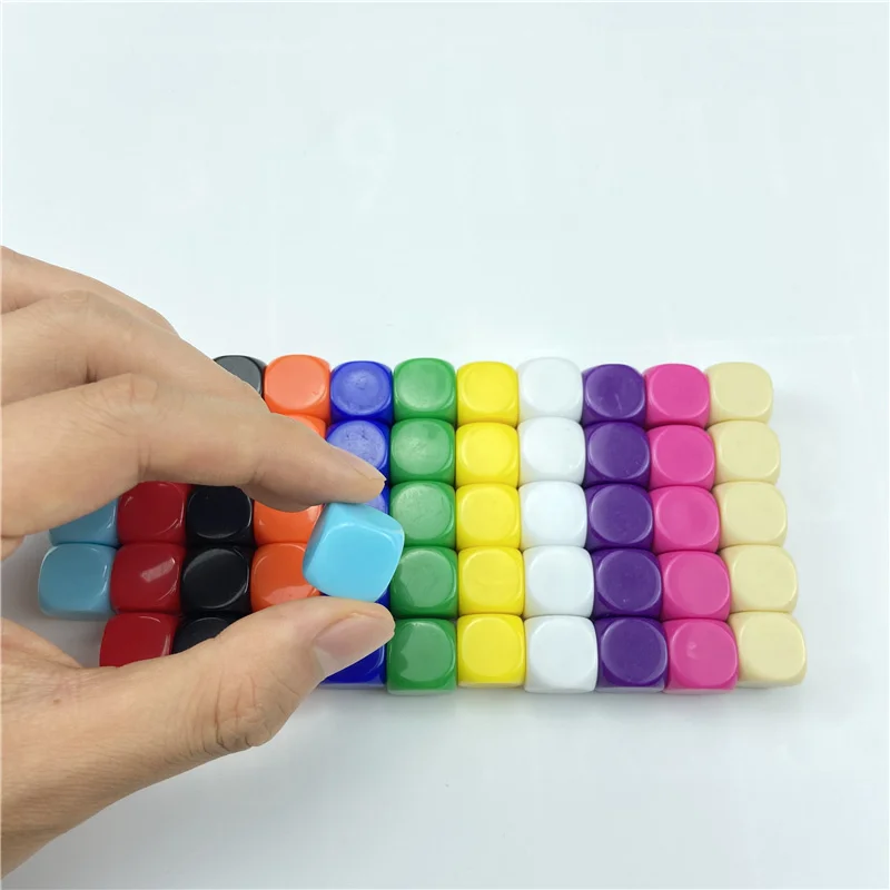 100/200Pcs/Lot 16mm Dice Rounded Corner Boardgame Acrylic Hexahedron Blank Dice Write Color Free Creativity Interesting DIY Dice