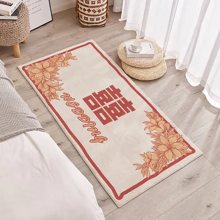 

Chinese Style Happy Word Rectangular Carpet, Bedroom Sitting Room Ground Mat