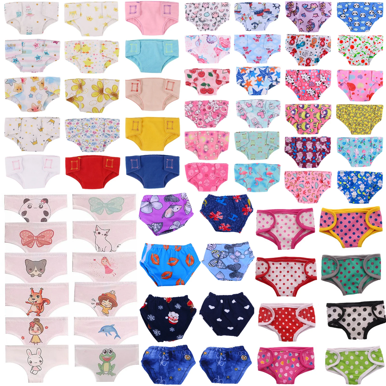 10Pcs/Set Doll Clothes Panties Underwear Diaper Fit 18 Inch American of girl`s&43Cm Baby New Born Doll Zaps Our Generation Toy