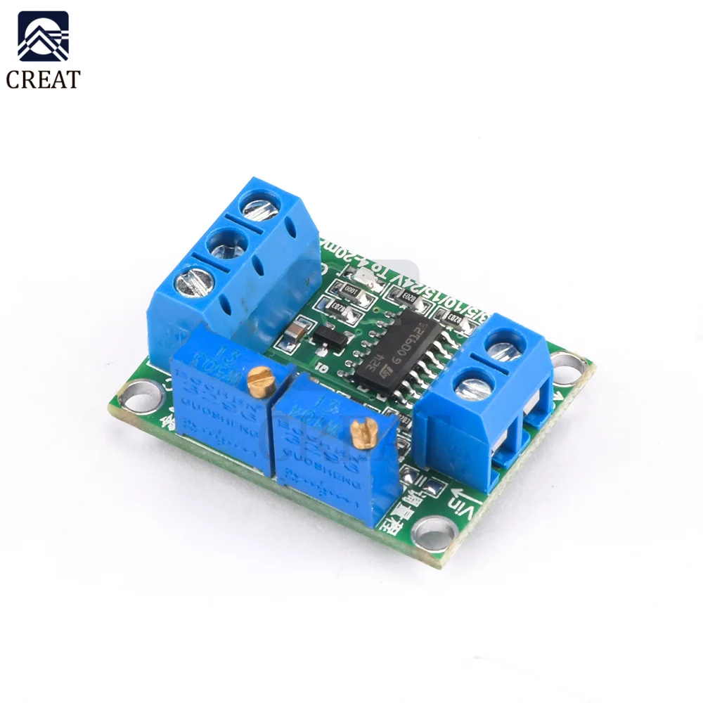 Voltage To Current Signal Conversion Module Adjustable Voltage Transmitter Module 0-2.5V/3.3V/5V/10V/15V/24V to 4-20mA