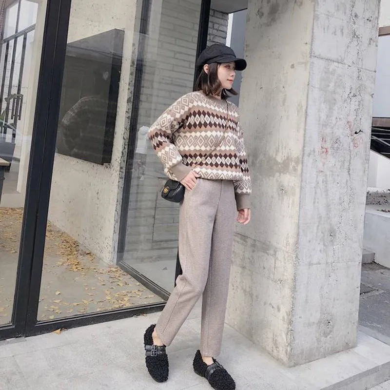 

Women Autumn Pants Ankle Pants Female Office Lady Slim Drape Casual Pants Comfortable and Smooth Trousers