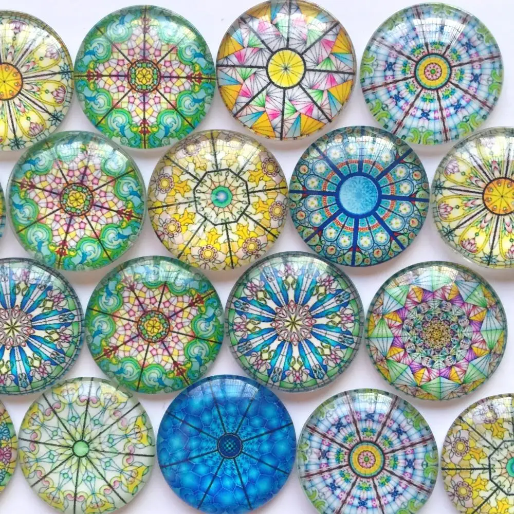 20mm 25mm Round Photos Glass Cabochon Mixed Pattern fit Cameo Base Setting Jewelry Components 10pcs/lot TP-002 image 4