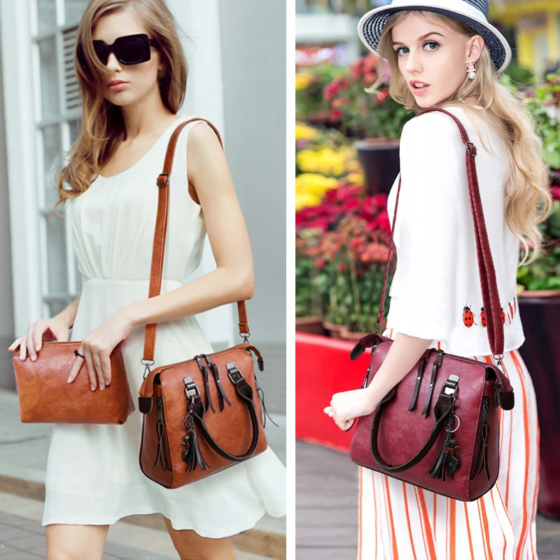 Fashion Leather Shoulder Messenger Bag Tote Bag Bolsa 4pcs/Set Women Composite Bag High Quality Ladies Handbag Female Set Bag