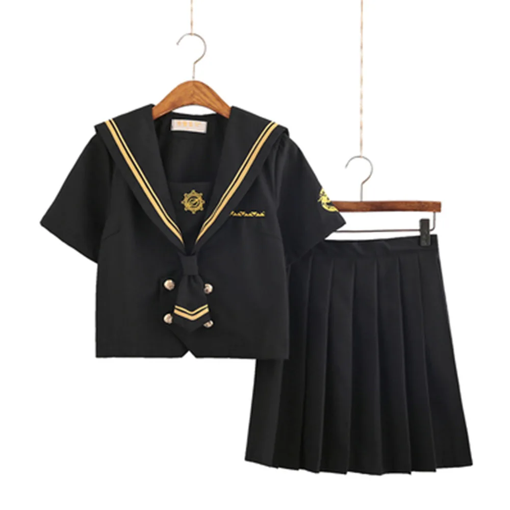 Uniforme escolar japonês para meninas, roupa diária, uniforme de escola tradicional para meninas, estudantes, anime cos, sailor, azul-marinho