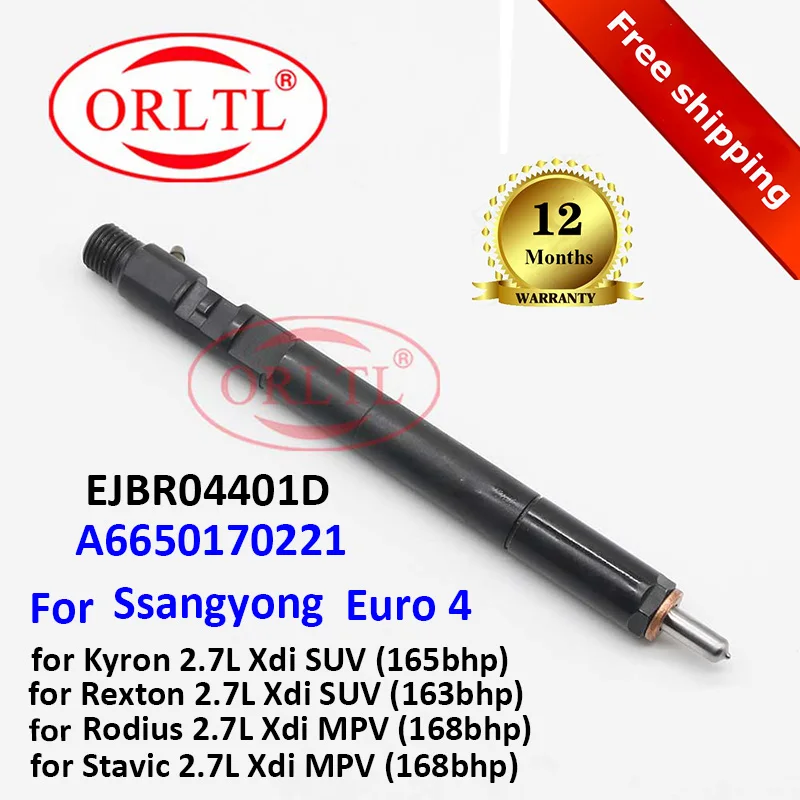 ORLTL Diesel EJBR04401D A6650170221 Nozzle R04401D 6650170221 for Ssangyong Actyon Kyron Rexton 2 Free shipping