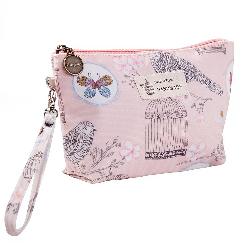 FUDEAM Rose Flower Bird Pattern Women Travel Storage Bag Toiletries Organize Waterproof Cosmetic Bag Portable Female Make Up Bag