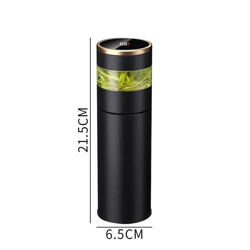 Stainless steel intelligent vacuum cup temperature LED display tea cup with glass partition tea and water vacuum bottle