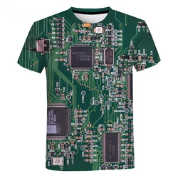 Elektroniczny Chip koszulka hiphopowa mężczyźni kobiety 3D maszyna drukowane T-shirt w za dużym rozmiarze Harajuku styl lato z krótkim rękawem Tee topy