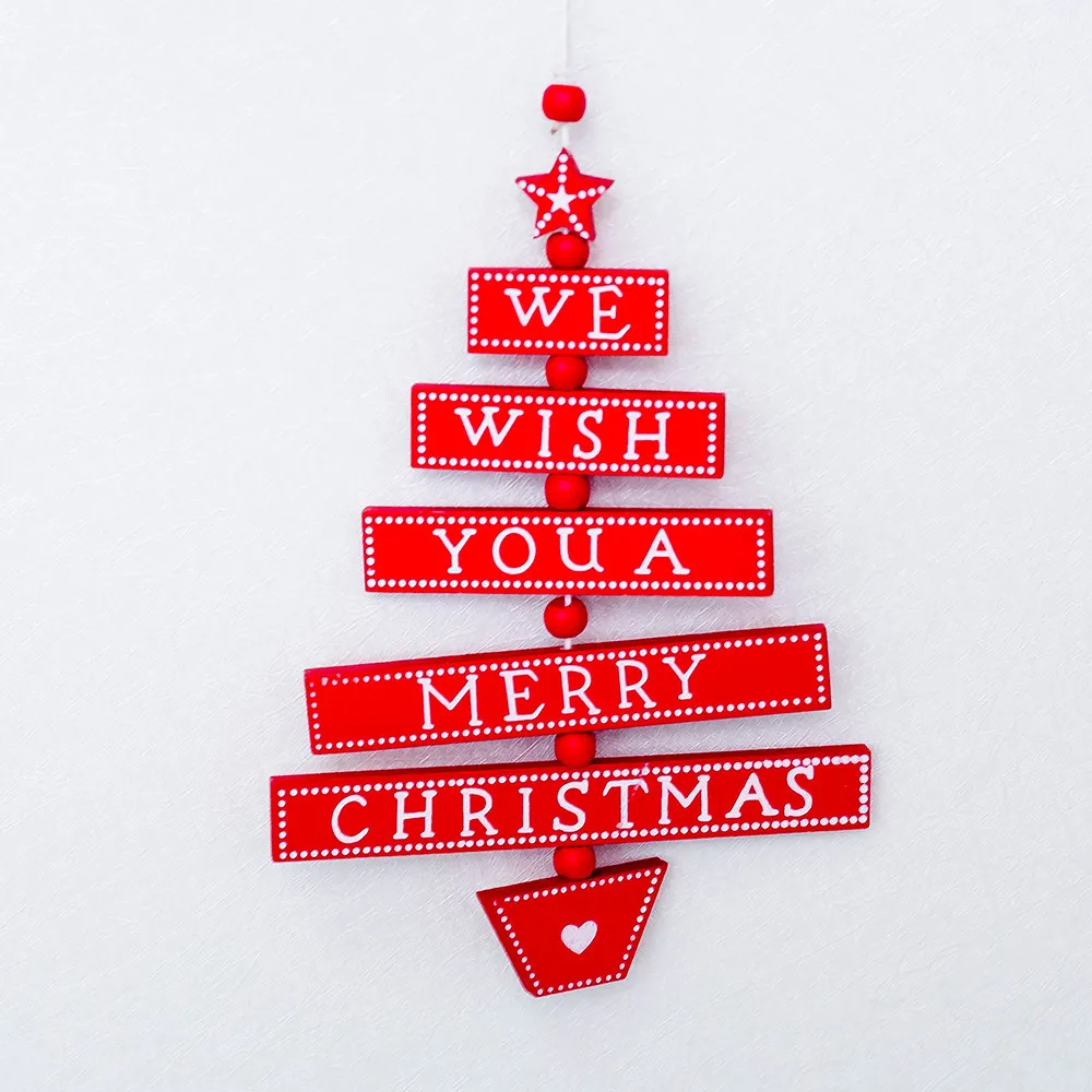 2021 WoodeChristmas Tree Hanging Ornaments Decorations For Home Wooden Vine Wood Sign Pendant WE WISH YOU A MERRY CHRISTMAS Sign