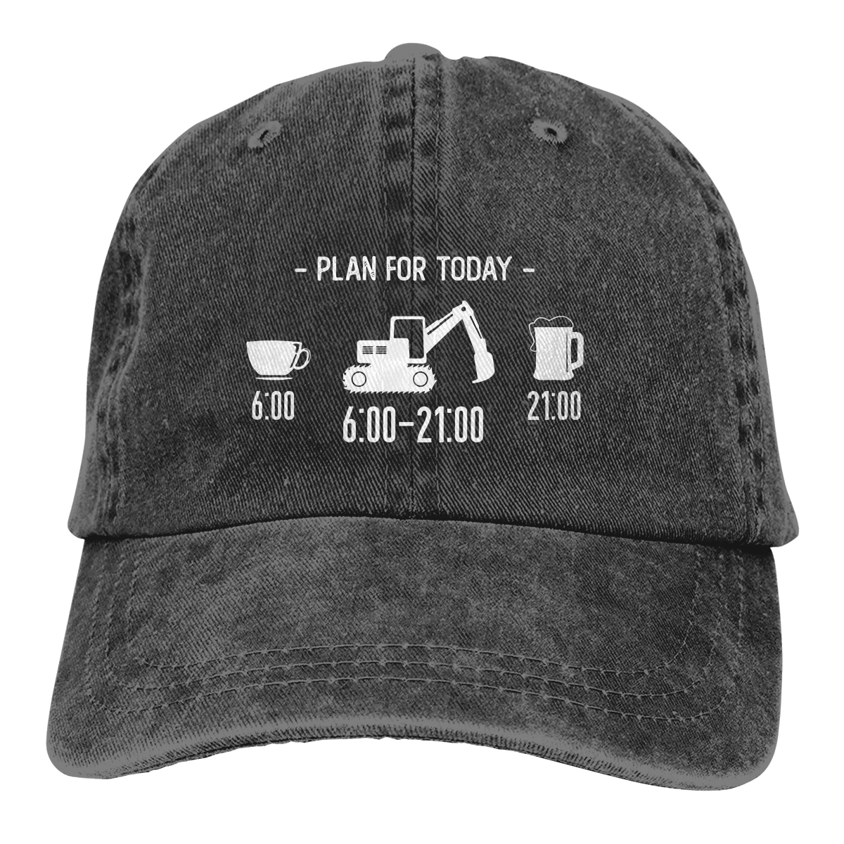 Adjustable Solid Color Baseball Cap Excavator Operator Washed Cotton Plan For Today Funny Daily Sports Woman Hat