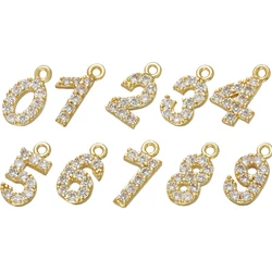 ZHUKOU 5x10mm Gold color flat ring Arabic number Pendant/number charms for women necklace earring jewelry accessories modelVD706